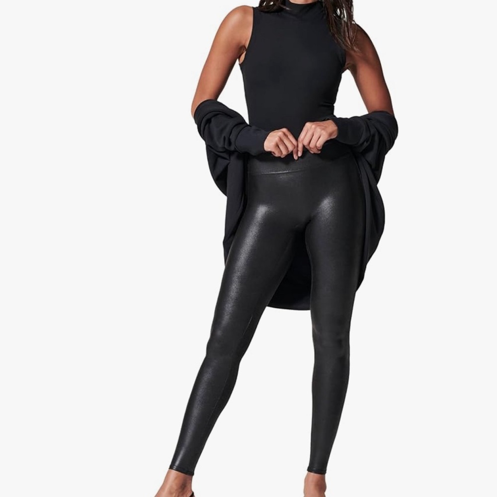 SPANX Black High-Waisted Glossy Leggings